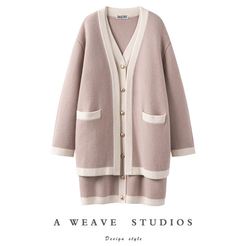 重磅羊绒针织连衣裙开衫