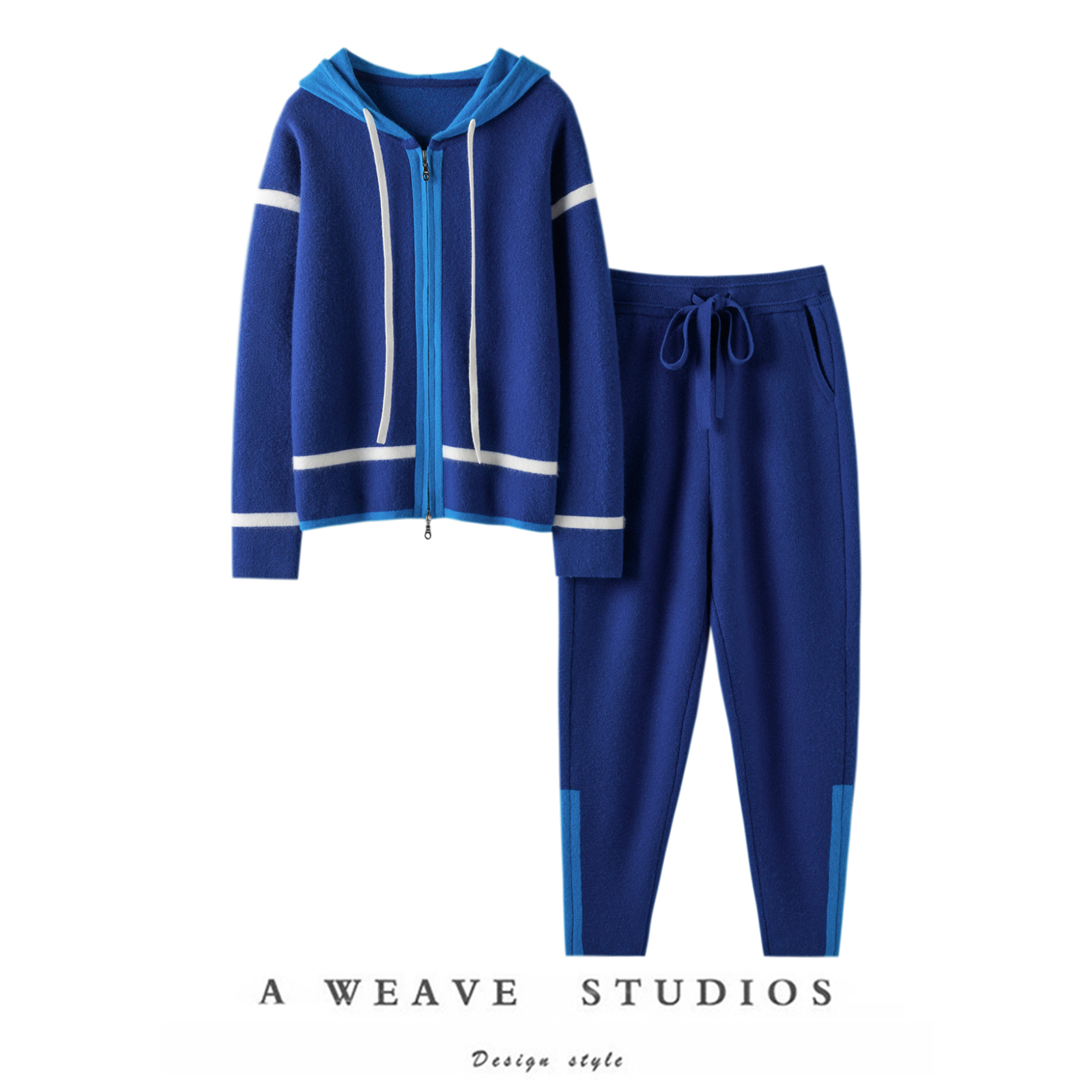 实至名归！重磅加厚！100%纯山羊绒拉链帽衫毛衣小脚哈伦裤套装冬