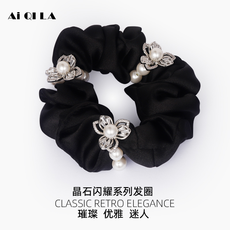 AiQILA哎奇啦设计师春夏新款简洁干练高档女士扎马尾辫发圈粗小肠