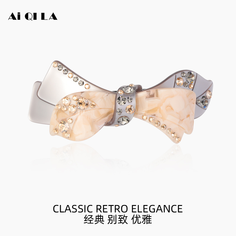 哎奇啦水钻发夹网红新款蝴蝶结