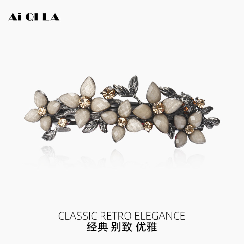 发夹优雅水钻后脑勺头饰中年