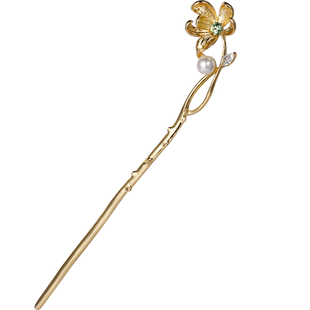 AIQILA2025新款发簪花意系列花朵簪子金属现代高档头饰盘发插针