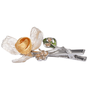 AIQILA哎奇啦2025春夏花意新款刘海侧边发夹小鸭嘴夹子头饰一字夹