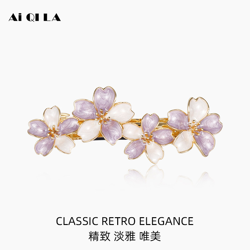 AiQILA哎奇啦设计师仙气樱花发夹唯美头饰发卡成人边夹少女网红款
