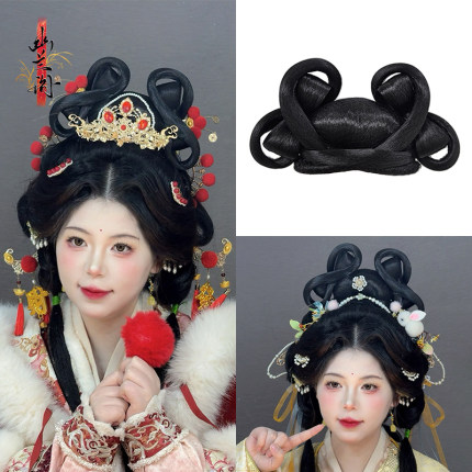 幽兰阁古装假发汉服假发包新款可爱小财神发髻古风妆造演出假发髻