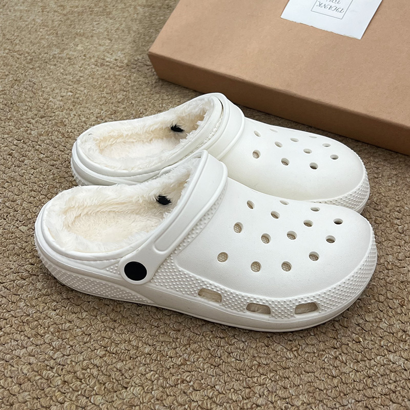 加绒洞洞鞋女士2025新款秋冬季