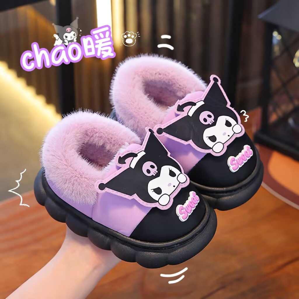 儿童包跟棉拖鞋冬季女童家居卡通