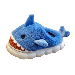 儿童棉拖鞋冬季可爱小鲨鱼宝宝男童女孩居家毛绒保暖厚底防滑ins