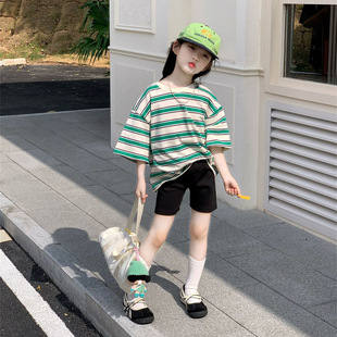 女童套装2026夏季新款中小童2-7岁宽松版T恤衫儿童短裤两件套洋气