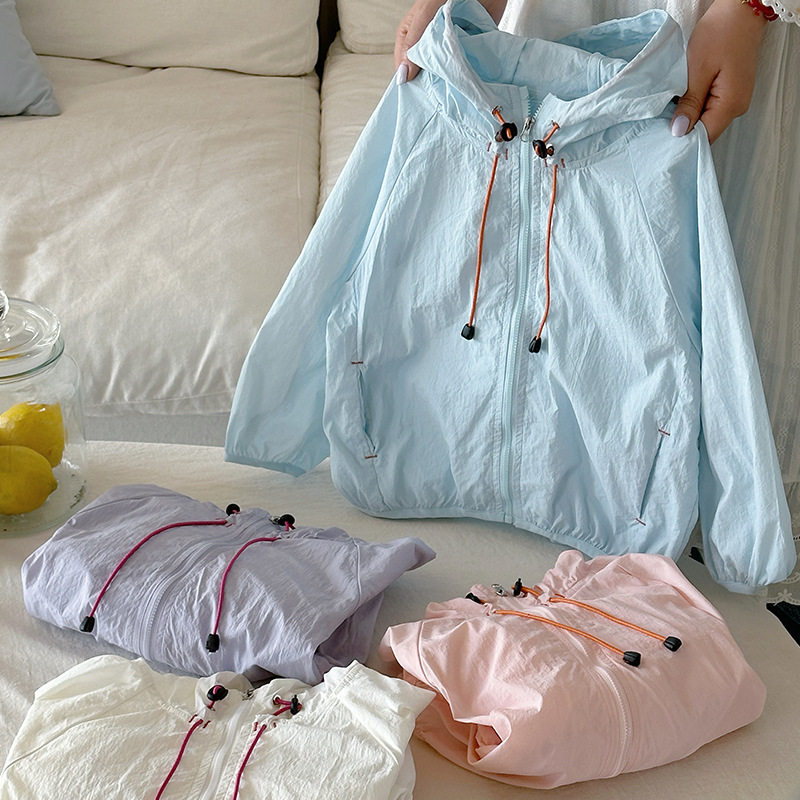 谢金毛女童新款夏款超薄透气防晒衣儿童百搭连帽防晒服速干轻薄潮