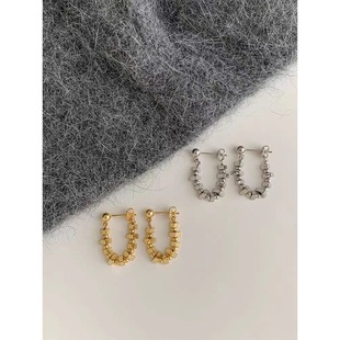 碎金子~小方块精致高级金属风链条耳环前后两戴耳钉女ins风耳饰新