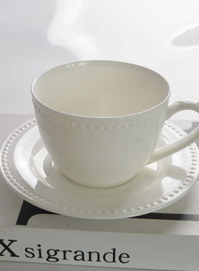 奢华中式英式骨瓷创意欧式陶瓷咖啡杯纯白简约奶茶杯碟红茶杯