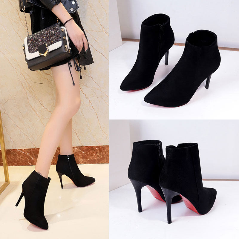 Women's Shoes Autumn and winter new pattern Korean Edition All-match fashion Suede Boots High-heeled Tip Stiletto Riding boots Ankle bootsin the Women's Shoes, Boots  category - from Buy2taobao.com to provide professional Taobao agent buy service