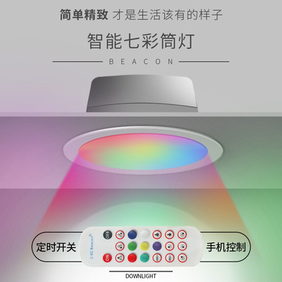 涂鸦智能七彩筒灯暗装 遥控RGBC天花灯家用语音嵌入式无主灯