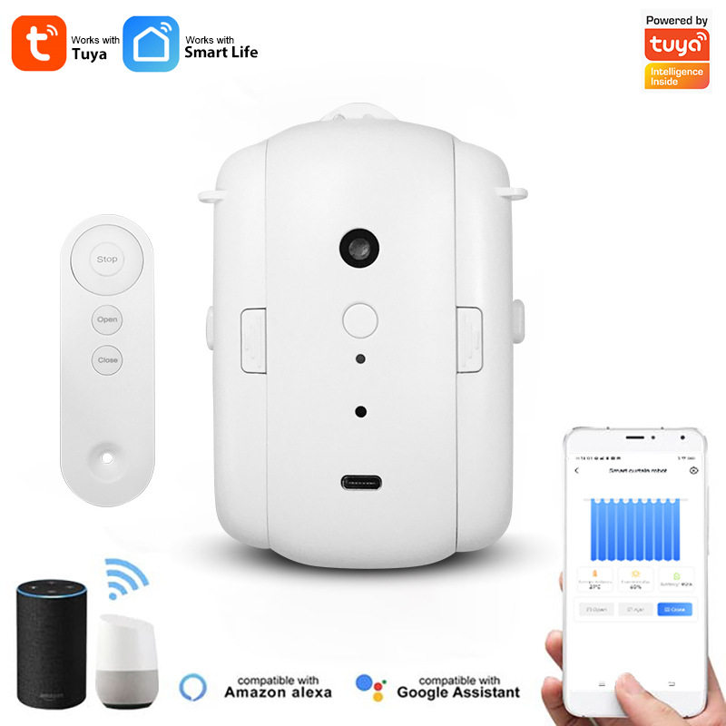 WiFi智能家居自动窗帘机免轨道安装遥控涂鸦智能电动窗帘机器人