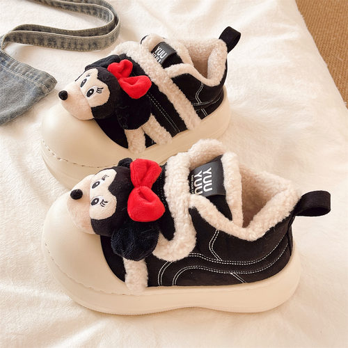 俏绘可爱卡通米奇厚底包跟棉拖鞋