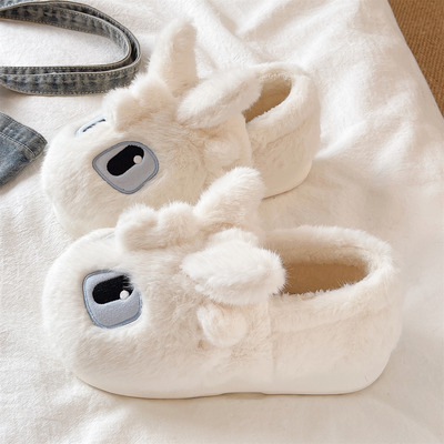 俏绘可爱无芽仔厚底包跟棉拖鞋