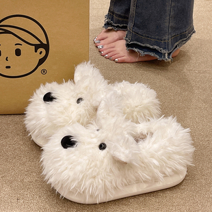 可爱卡通小狗包跟棉拖女冬季新款室内居家厚底防滑保暖西地高棉鞋