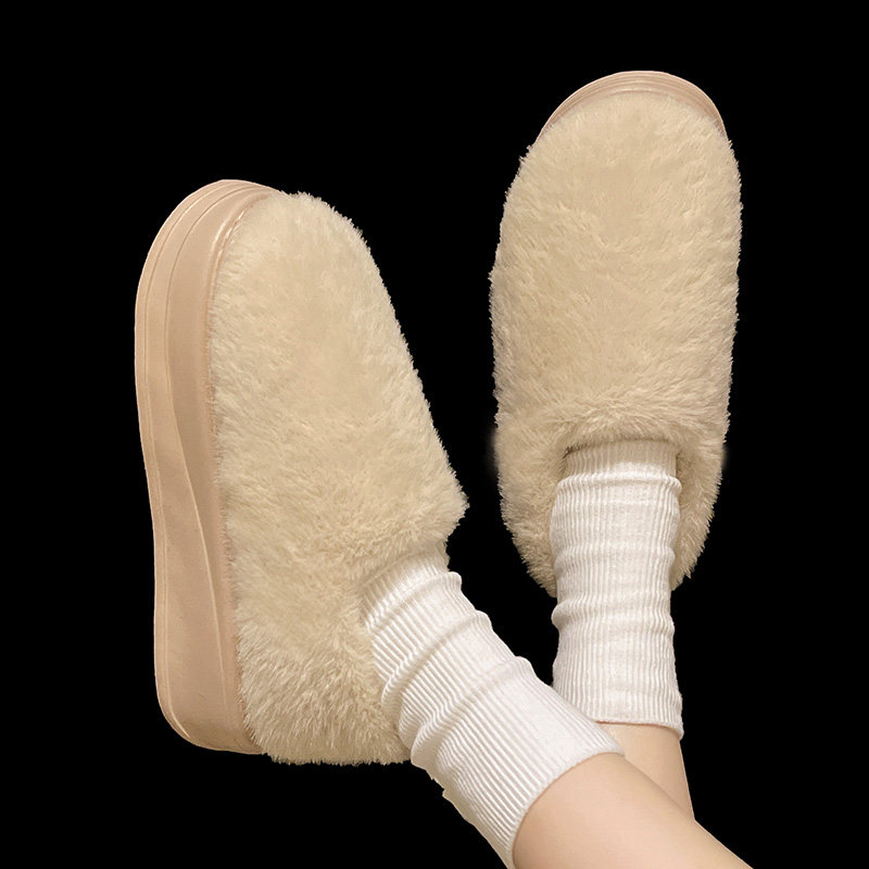 厚底棉拖鞋女冬季外穿简约纯色室内居家保暖毛绒防滑包跟家用棉鞋,女鞋,毛毛鞋,淘宝优惠券,粉丝福利购,淘宝优惠卷