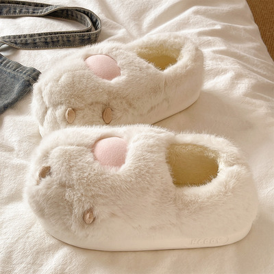棉拖鞋女款冬季可爱猫爪室内居家包跟棉鞋保暖毛绒防滑厚底月子鞋