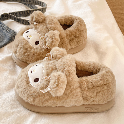 俏绘可爱小羊软底防滑包跟棉拖鞋