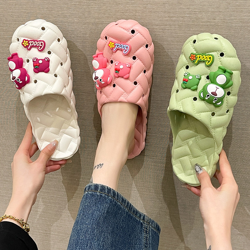 可爱小熊包头凉拖鞋女夏季网红室内外穿踩屎感厚底防滑沙滩洞洞鞋,女鞋,包头拖,淘宝优惠券,粉丝福利购,淘宝优惠卷