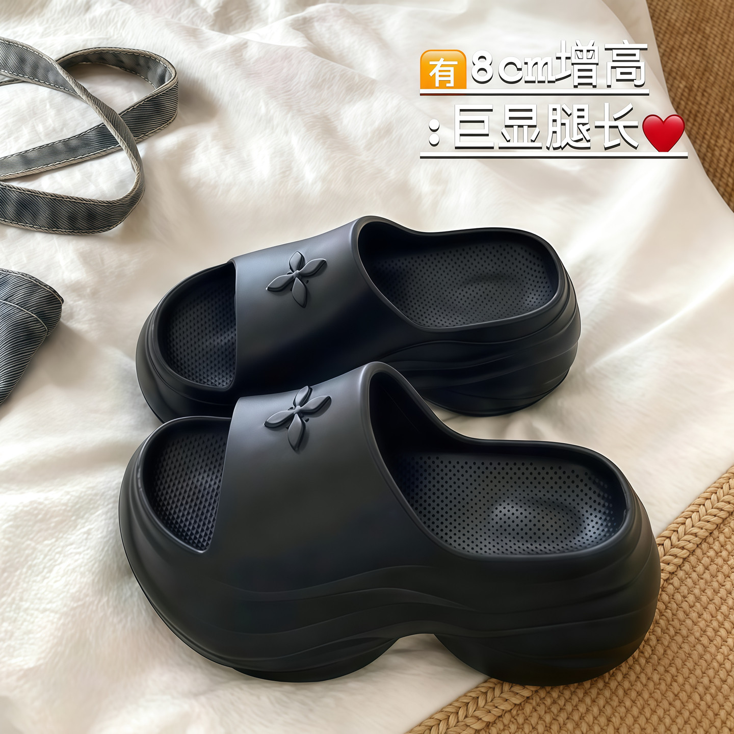 高跟厚底一字拖女夏季时尚外穿2026新款小个子增高防滑沙滩凉拖鞋