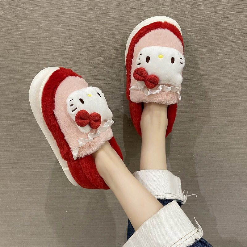凯蒂猫棉拖鞋女士冬季包跟室内居家可爱防滑保暖毛绒三丽鸥月子鞋,女鞋,包头拖,淘宝优惠券,粉丝福利购,淘宝优惠卷