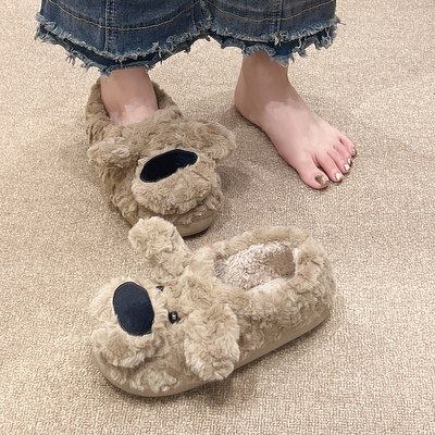 可爱憨憨狗情侣包跟棉拖鞋