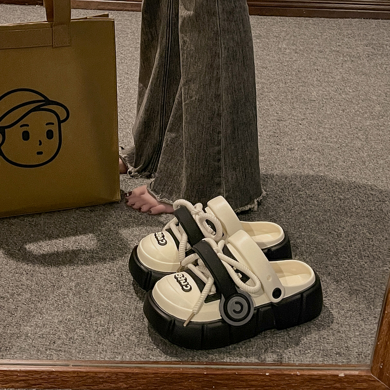 时尚耳机绑带增高防滑包头凉鞋