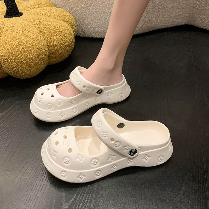 厚底洞洞鞋女士款夏季外穿2026新款防滑增高玛丽珍包头凉拖鞋夏天