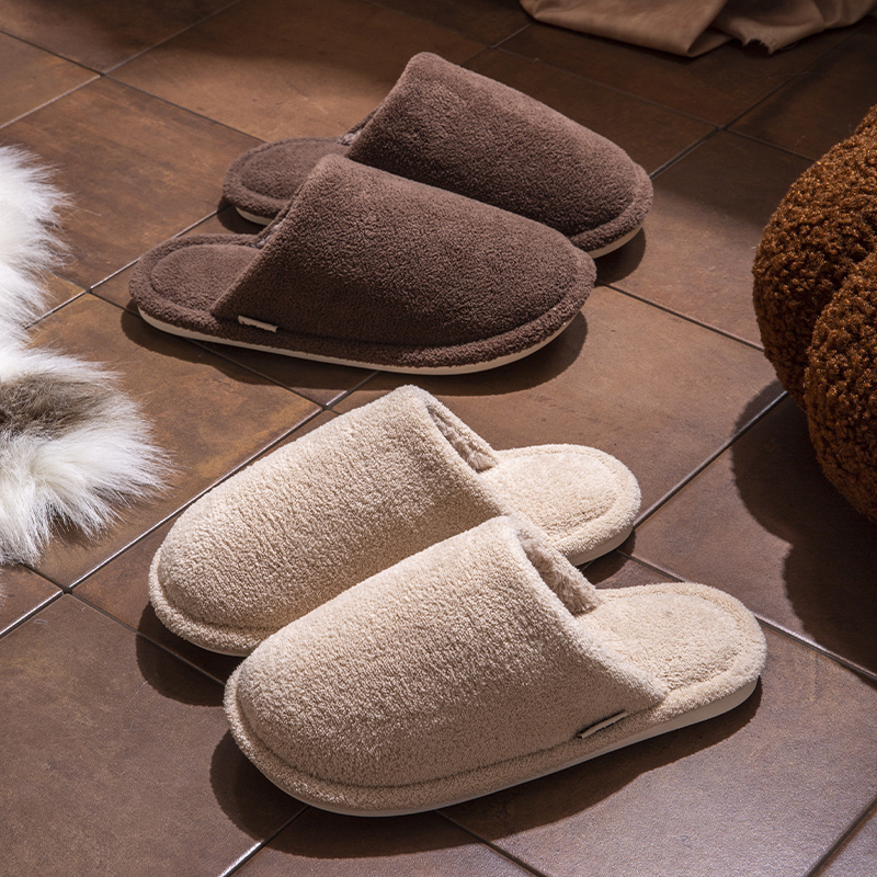 简约防滑静音包头棉拖鞋