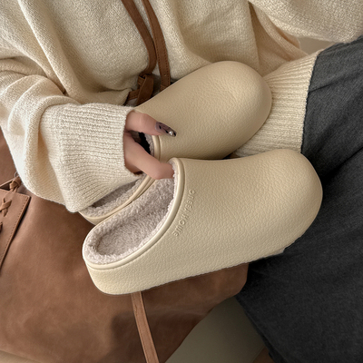 俏绘简约防水软底防滑情侣棉拖鞋