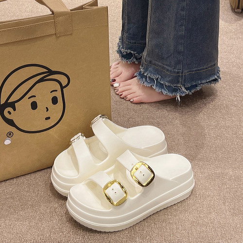高级感时尚厚底高跟松糕凉拖鞋