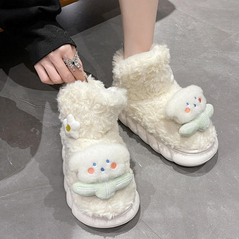 卡通兔子高帮棉拖鞋女冬季可爱厚底防滑毛绒保暖外穿包跟月子棉鞋,女鞋,包头拖,淘宝优惠券,粉丝福利购,淘宝优惠卷