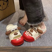 网红外穿可爱小狗厚底防滑沙滩两穿踩屎感洞洞鞋 包头凉拖鞋 女夏季