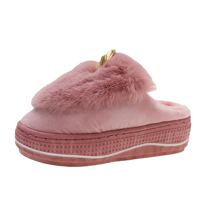 时尚厚底增高跟毛绒棉拖鞋