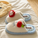 包头毛毛拖鞋女冬季新款加绒保暖毛绒可爱樱桃苹果防滑外穿棉拖鞋