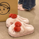 室内家居厚底防滑保暖毛毛绒拖鞋 秋冬季 女士2025新款 蝴蝶结棉拖鞋
