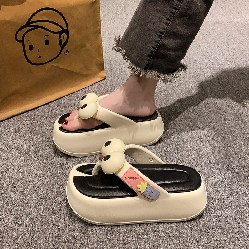 可爱大眼睛人字拖女夏季外穿2025新款厚底增高沙滩夹脚防滑凉拖鞋,女鞋,人字拖,淘宝优惠券,粉丝福利购,淘宝优惠卷