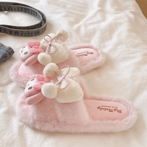 俏绘可爱卡通保暖软底防滑毛毛鞋