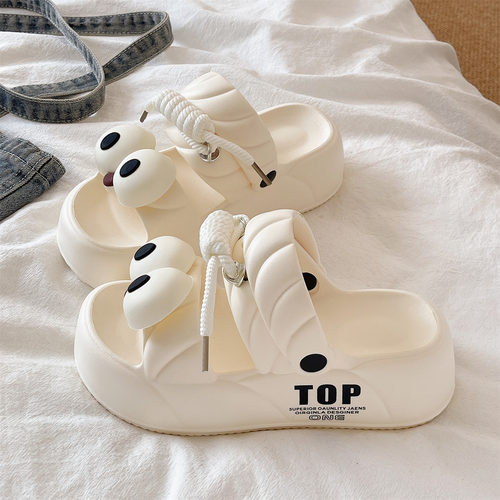 俏绘可爱大眼睛厚底踩屎感凉鞋