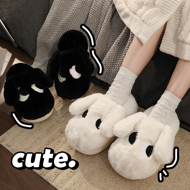 可爱卡通大耳狗保暖包跟棉鞋