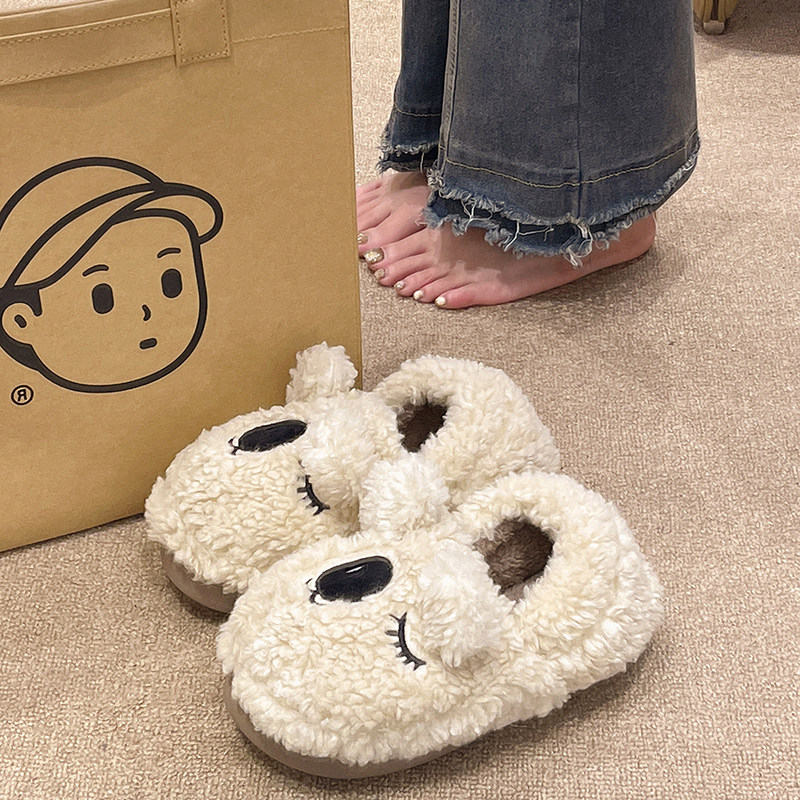 防滑棉拖鞋女冬季室内家居卡通可爱毛绒包跟厚底保暖棉鞋冬天外穿,女鞋,毛毛鞋,淘宝优惠券,粉丝福利购,淘宝优惠卷