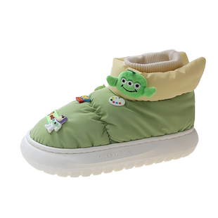 羽绒布防水雪地靴女冬季卡通可爱踩屎感厚底加厚毛绒保暖包跟棉鞋