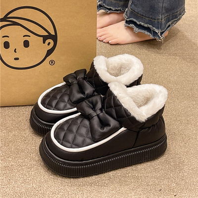 可爱蝴蝶结防水棉拖鞋