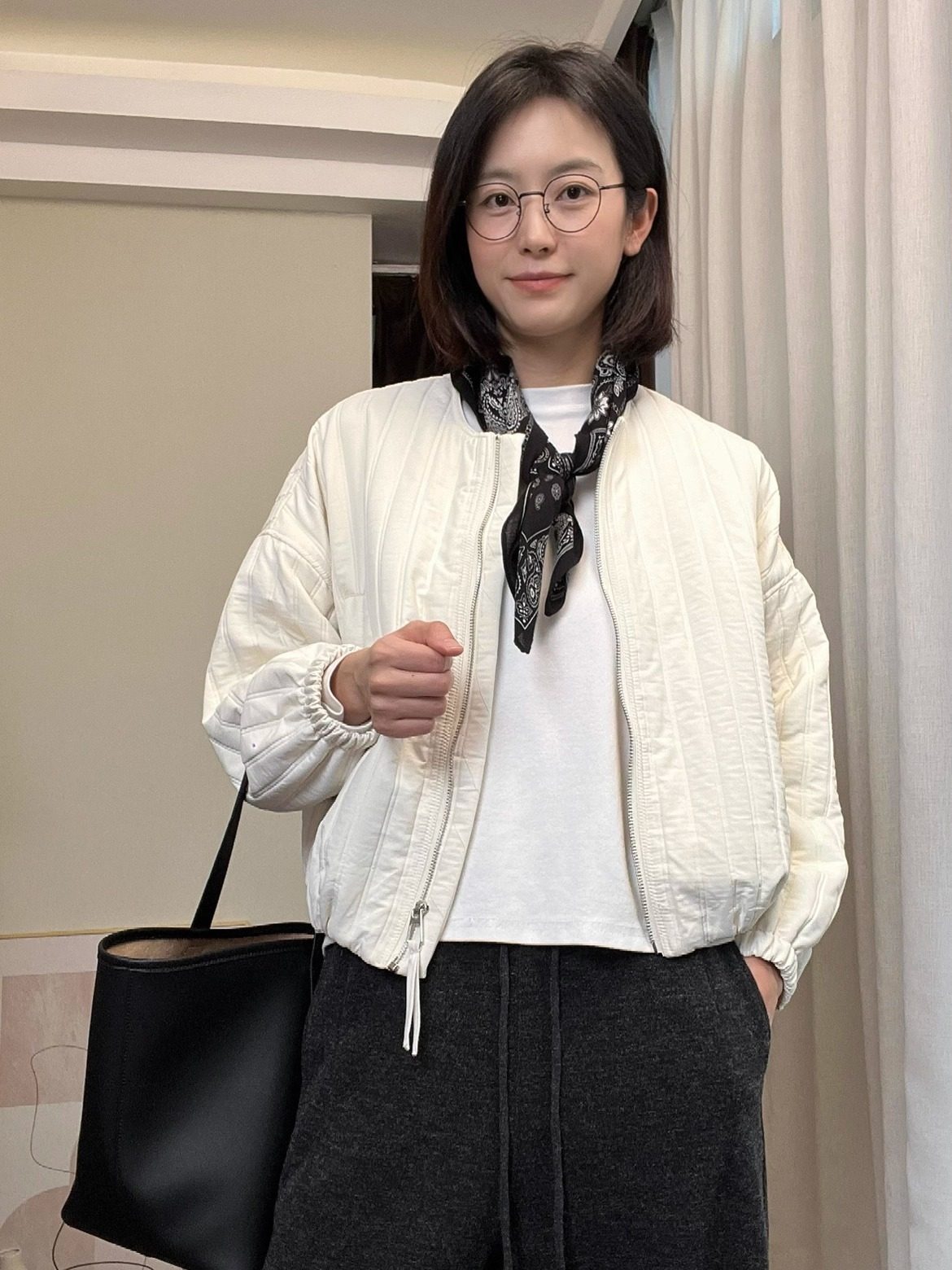 wenlustore秋冬新款绗缝显瘦宽松长袖棉服外套女