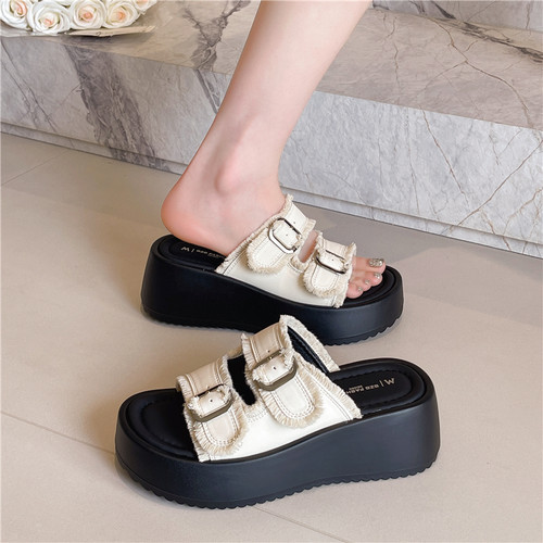 厚底拖鞋女松糕一字拖增高凉拖鞋