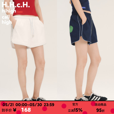 HHCH口海 SS26 苹果印花松紧腰拼色运动感休闲短裤