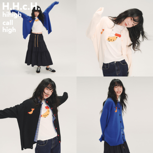 HHCH口海 AW26 手绘香蕉绣花羊毛混纺宽松针织开衫毛衣小外套